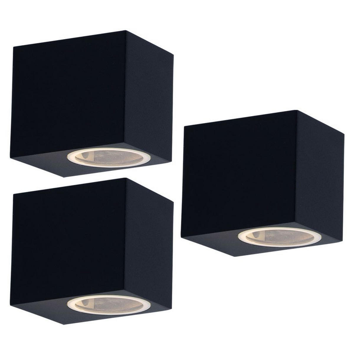 RGB LED AUSSEN-WANDLEUCHTE Grau 3er Set - Grau, Metall (6.8/9.2/8cm)