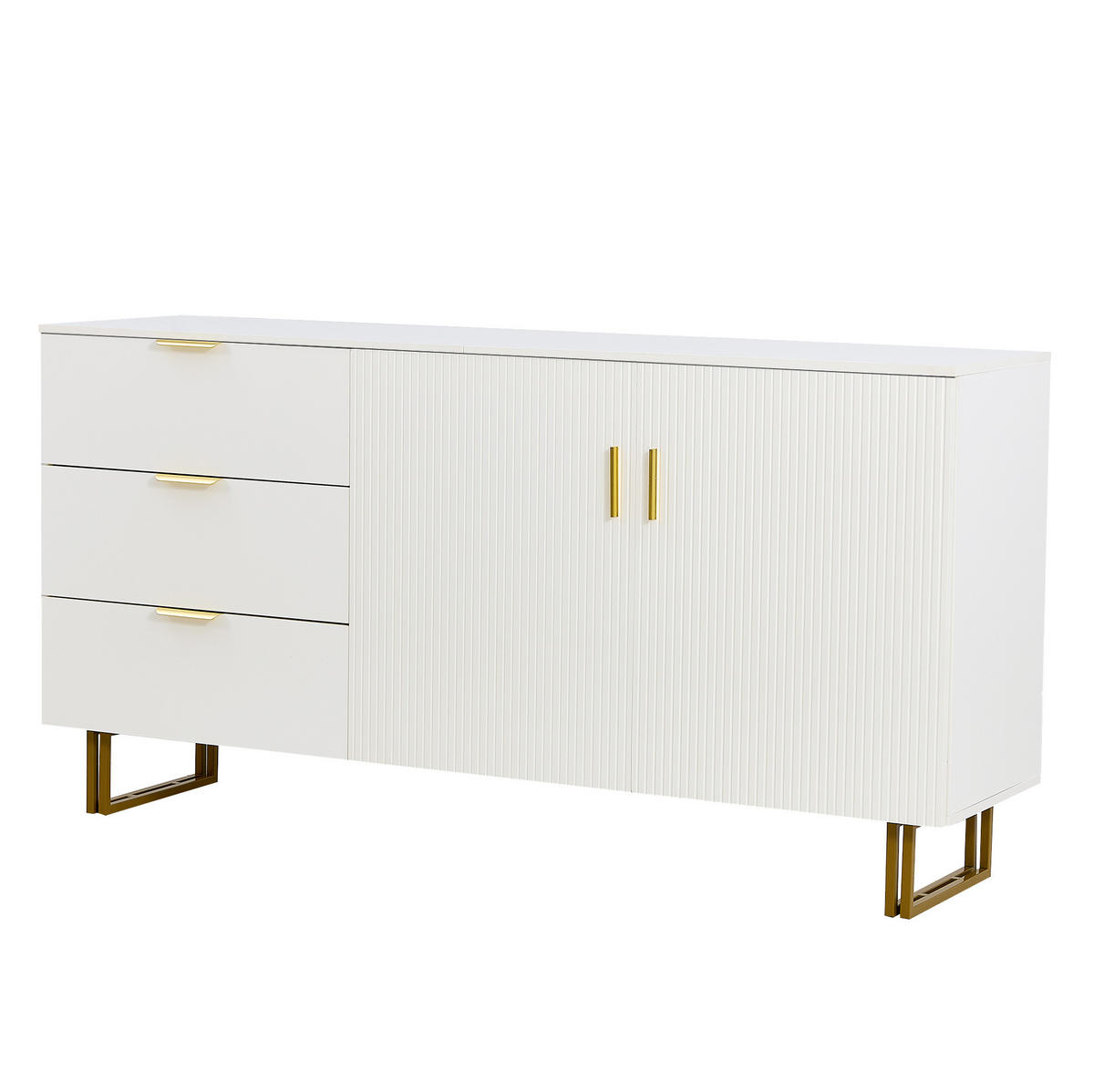 SIDEBOARD 160/40/81,5 cm Weiß aus MDF mit 3 Schubladen und 2 Türen - Weiß, Holzwerkstoff (40/81.5/160cm) - OKWISH