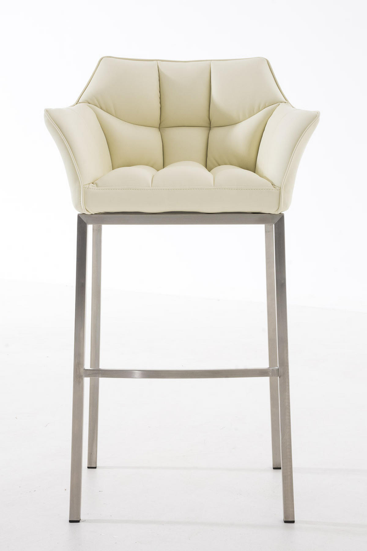 BARHOCKER Lederlook Creme - Edelstahlfarben/Creme, Textil/Metall (64/110/48cm) - CLP