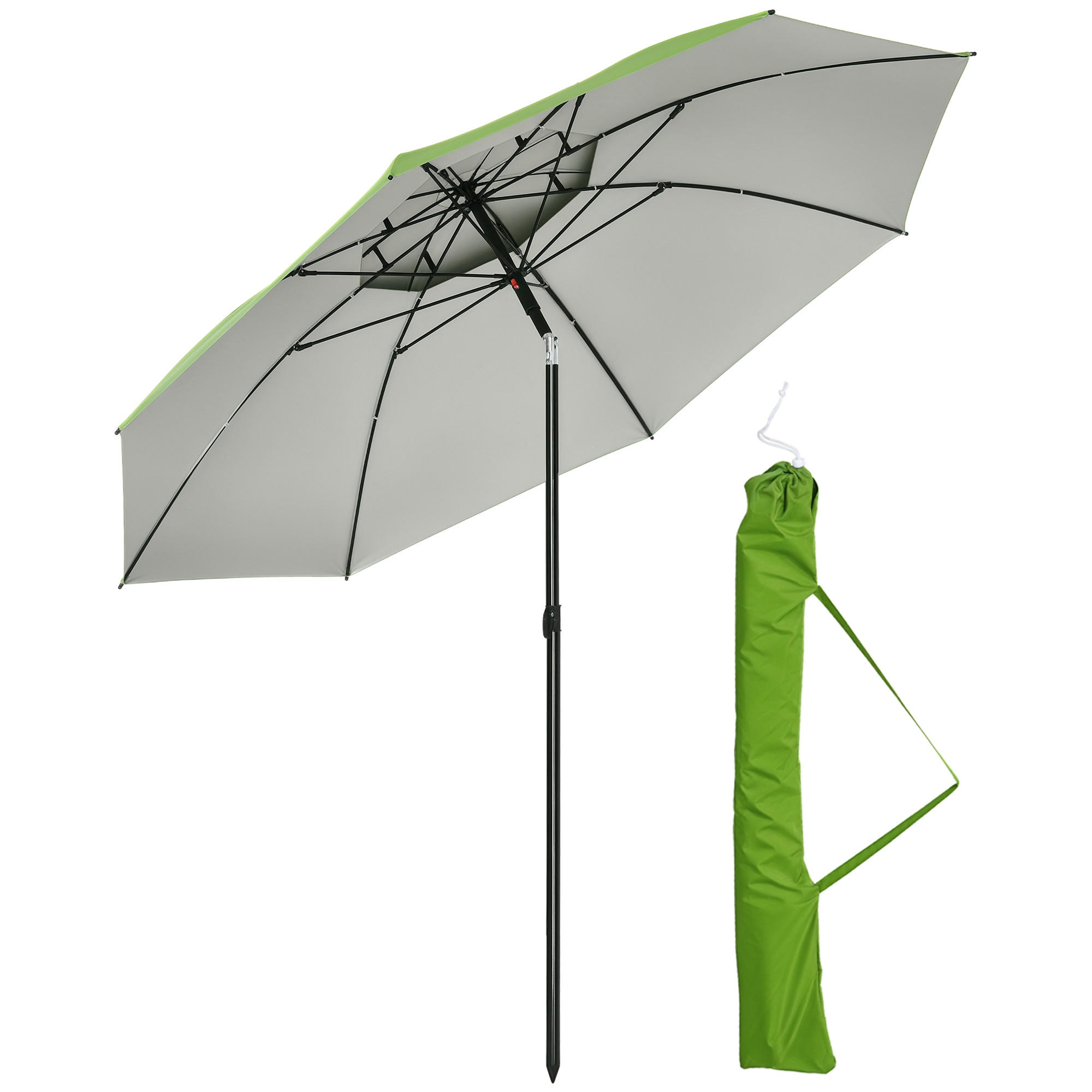 SONNENSCHIRM DE-11450 neigbar, UV-Schutz, 8 Streben Grün - Grün, Textil (185/185cm) - ComfortXL