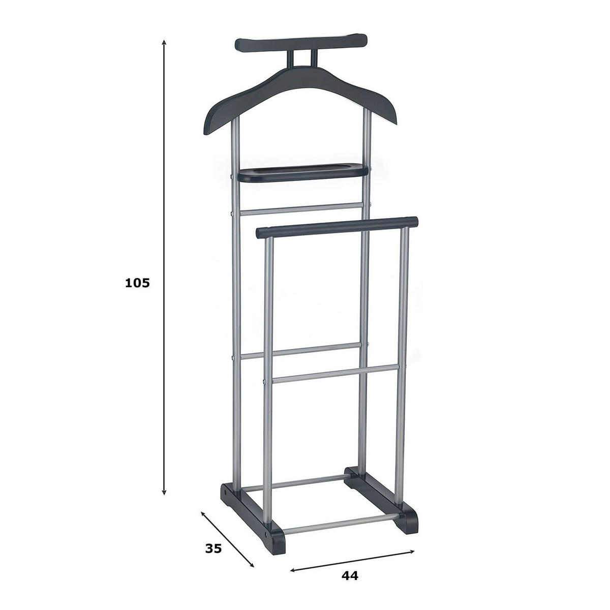 HERRENDIENER ASSAM - Schwarz, Metall (45/107/35cm) - CARO-Möbel