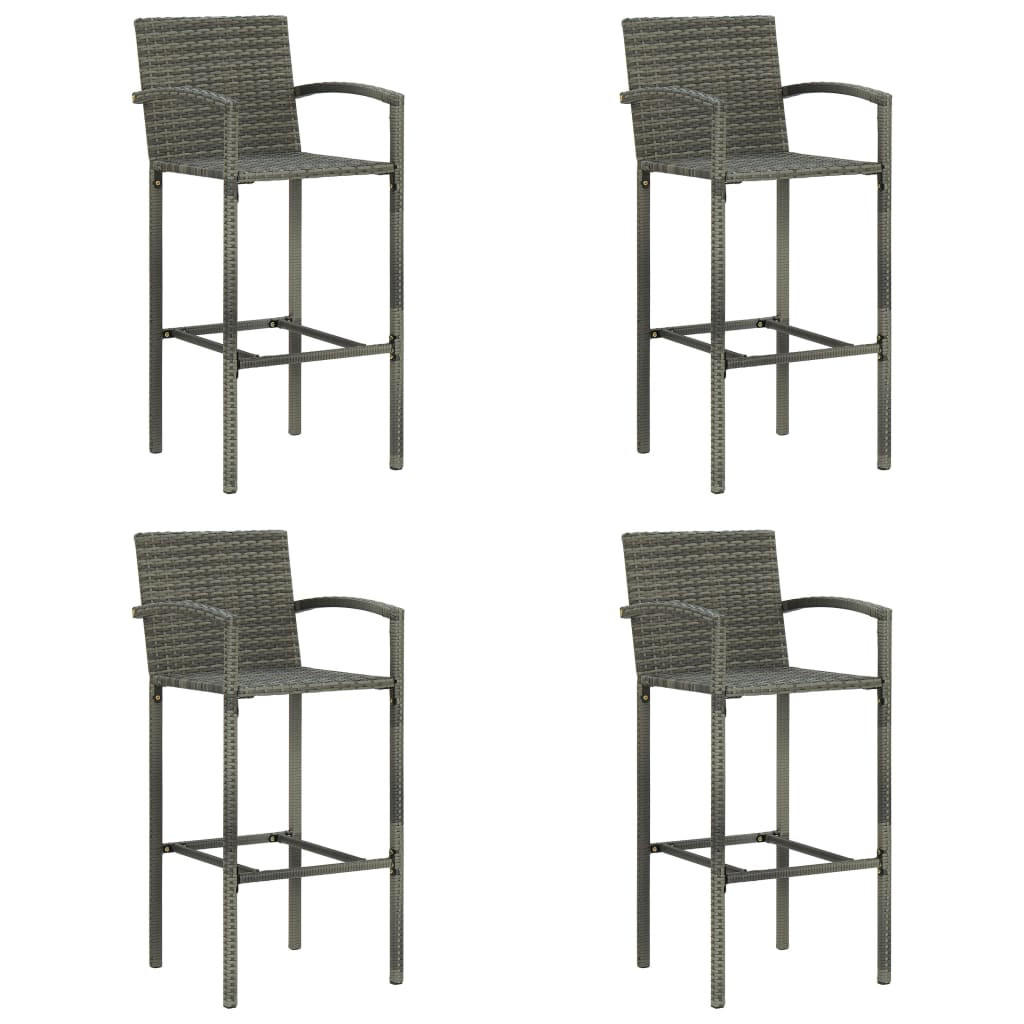 BARHOCKER 4er set Grau Poly Rattan - Grau, Kunststoff (56/118/52cm) - vidaXL