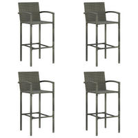 BARHOCKER 4er set Grau Poly Rattan - Grau, Kunststoff (56/118/52cm) - vidaXL