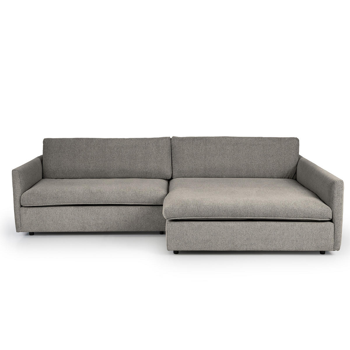 ECKSOFA mit Longchair - Schwarz/Grau, Kunststoff/Textil (290/183cm) - home24