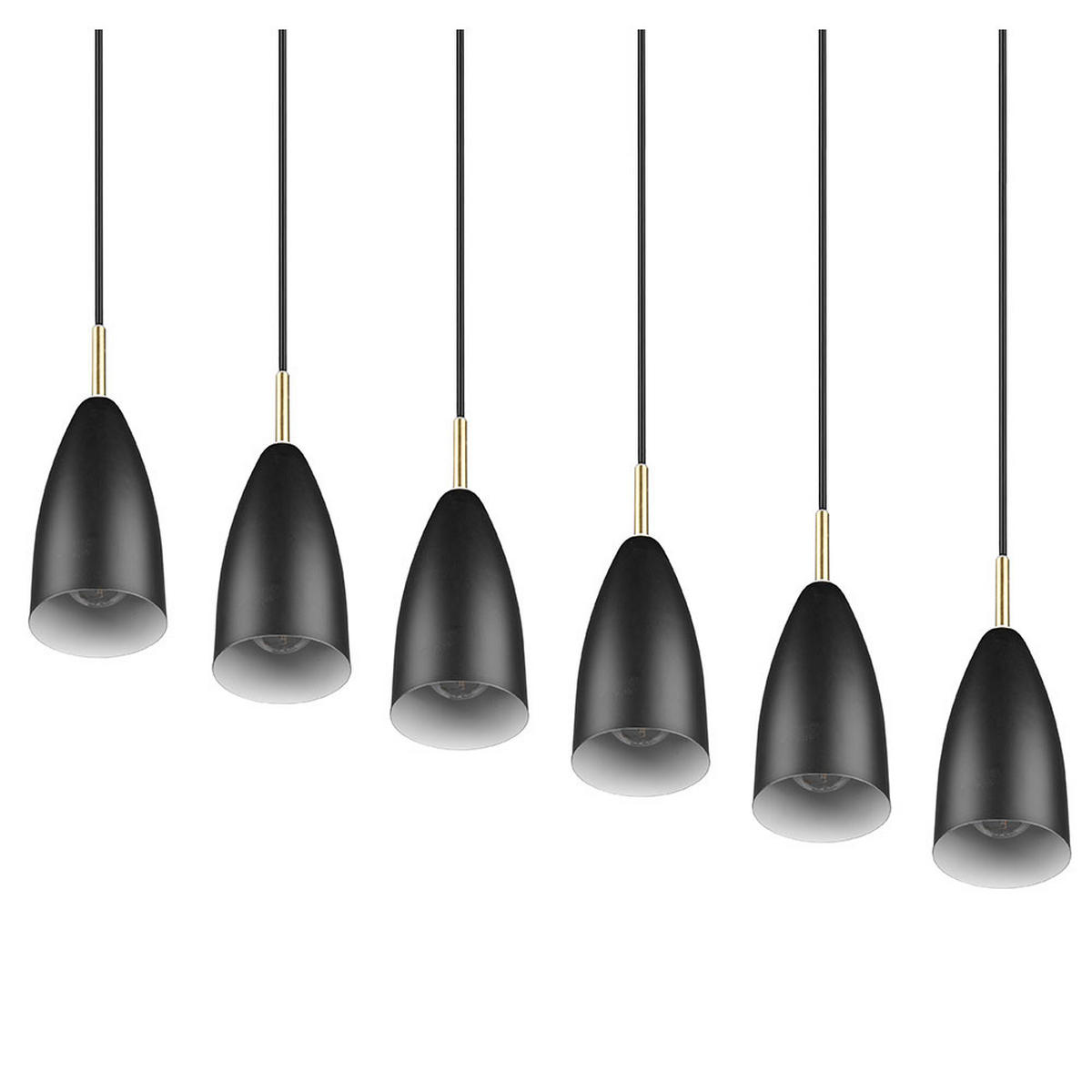 HÄNGELEUCHTE schwarz matt 6-flammig höhenverstellbar - Schwarz, Metall (90/9/150cm)