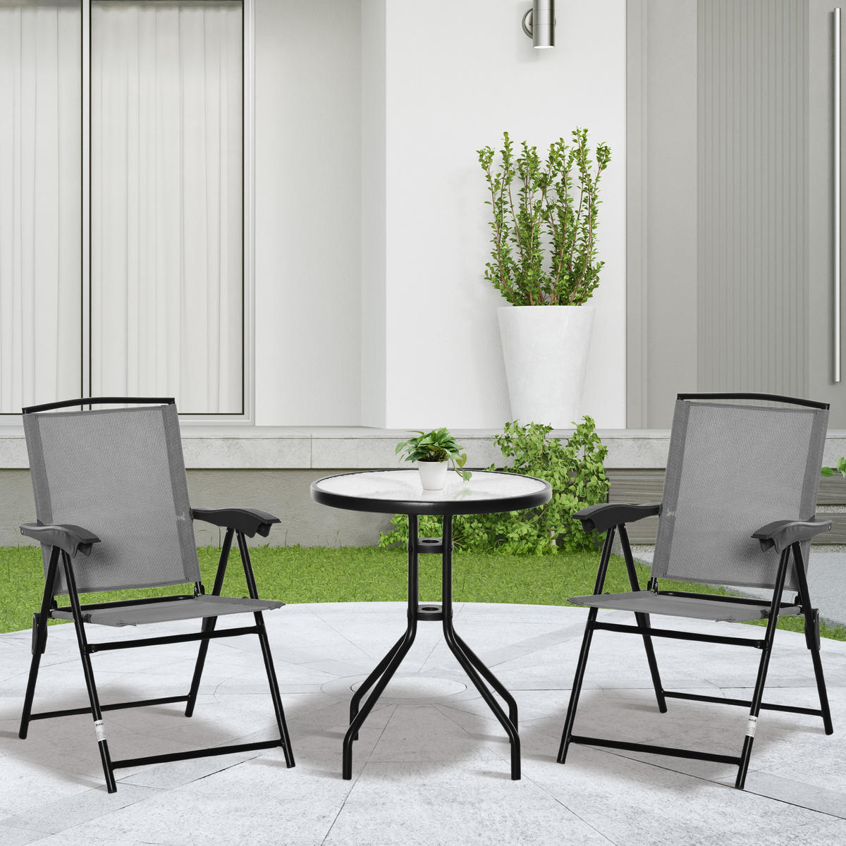 BALKONSET 3-teilig DE-14108 Grau - Grau, Metall - ComfortXL