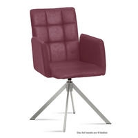 ARMLEHNSTUHL drehbar (8er-Set) Drusie 52x91x60 Edelstahl/Marsala - Edelstahlfarben/Brombeere, Kunststoff (60/91/52cm) - 58aufmkessel