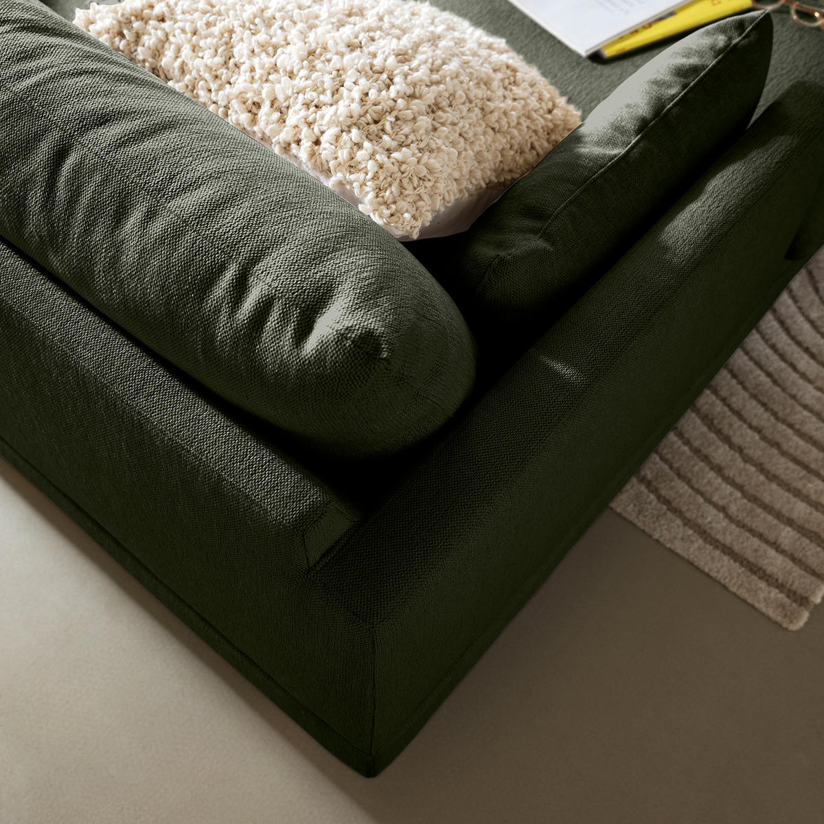 ECKSOFA mit Longchair - Webstoff - Buchefarben/Grau, Buchenholz/Textil (242/150cm) - home24