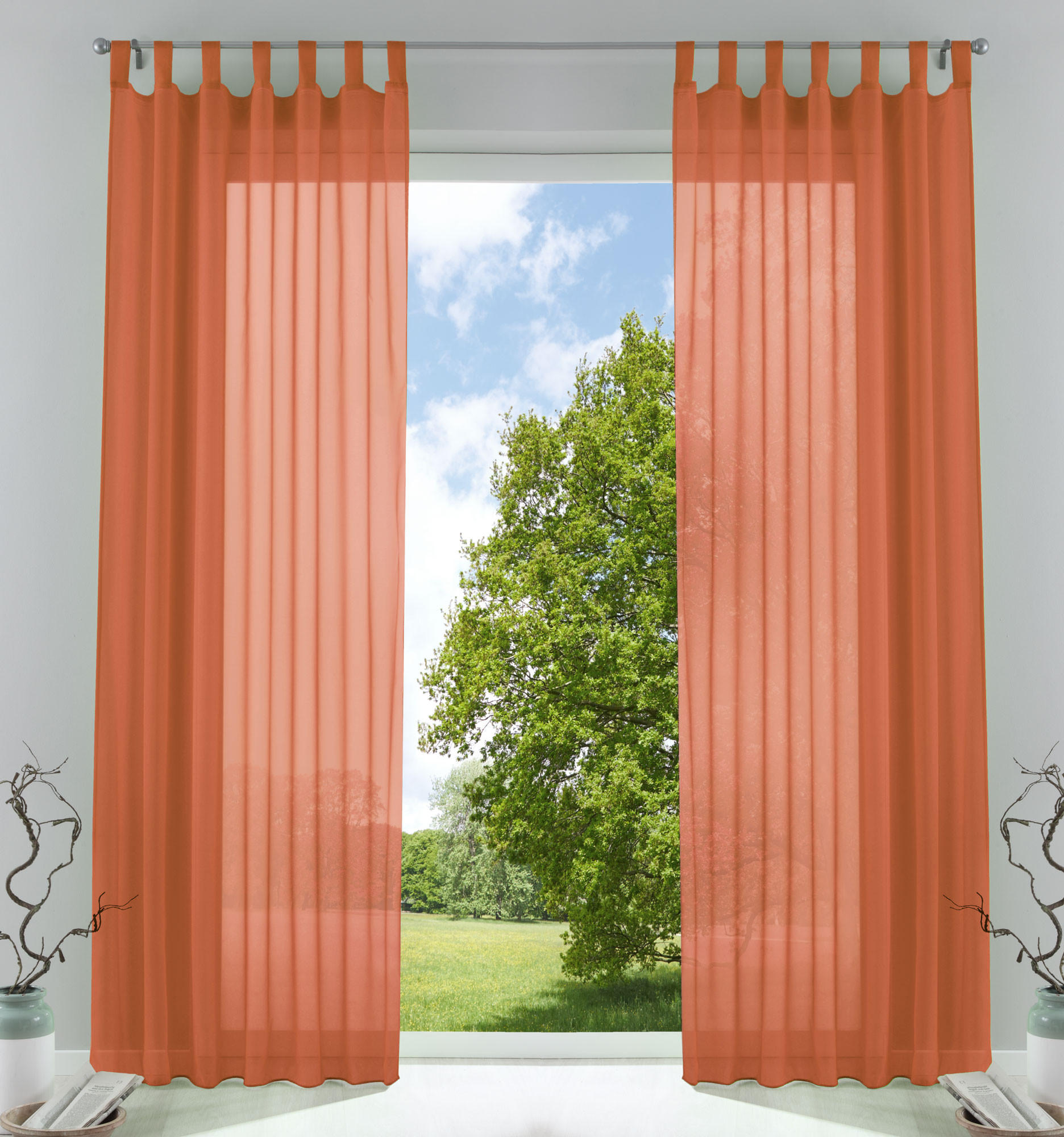 SCHLAUFENGARDINEN Voile 2er Set 245x140 cm Terrakotta - Terra cotta, Textil (140/245cm) - Gardinenbox.eu