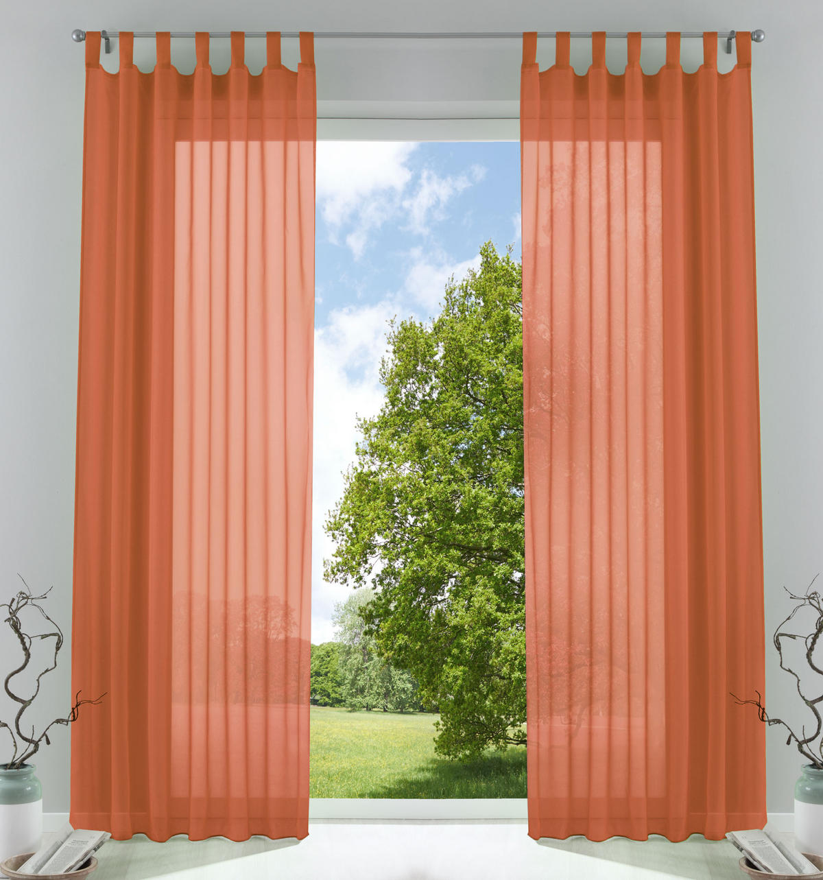 SCHLAUFENGARDINEN Voile 2er Set 245x140 cm Terrakotta - Terra cotta, Textil (140/245cm) - Gardinenbox.eu