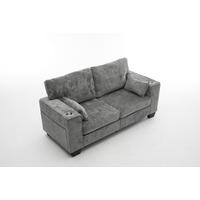 2-SITZER-SOFA 182 cm Chenille mit Getränkehaltern, DE-42913, Dunkelgrau - Dunkelgrau, Holz (182/96/79cm) - ComfortXL