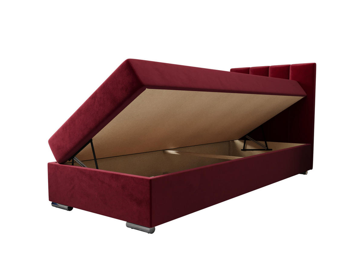 BOXBETT ZILANO 2 mit Matratze H3 und Topper 90x200 Itaka 34 - Rot, Holz/Textil (90/200cm) - Bedante