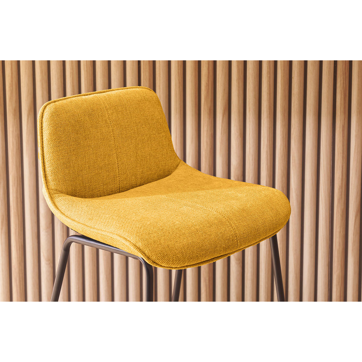 BARHOCKER Senfgelber Stoff Samteffekt Metall H65 cm 2er-Set BOOST - Gelb, Textil (45/82.5/49.5cm) - Miliboo