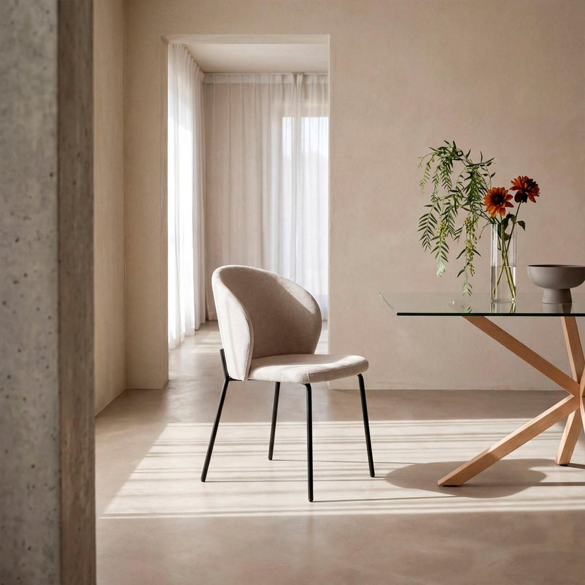 ESSZIMMERSTUHL Norah Beige 49 cm x 80 cm 4er-Set - Beige, Textil (49/80/56cm) - Klast Home