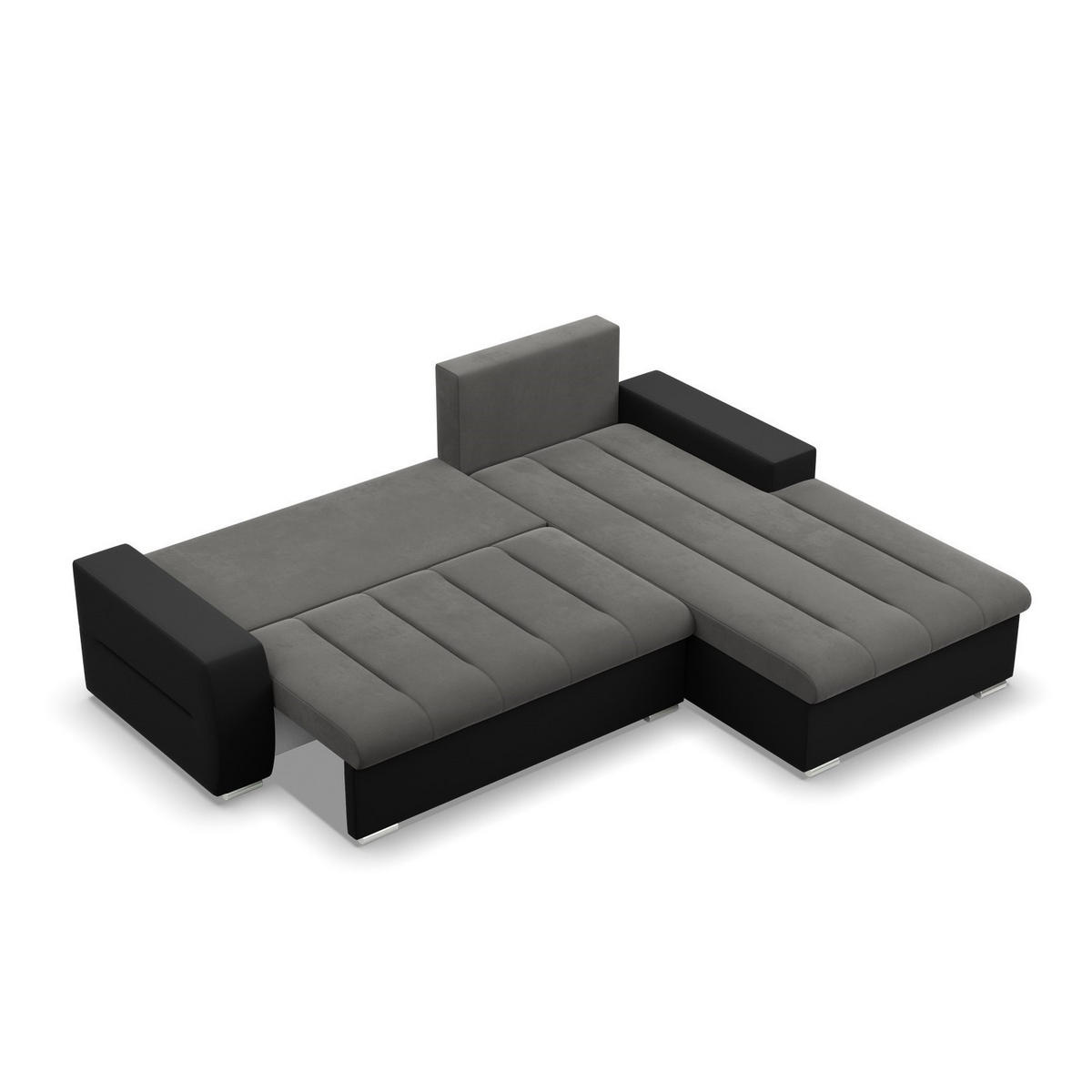 ECKSOFA MIT SCHLAFFUNKTION AURORA RECHTS, Dunkelgrau + Schwarz - Dunkelgrau/Schwarz, Textil (243/200cm)