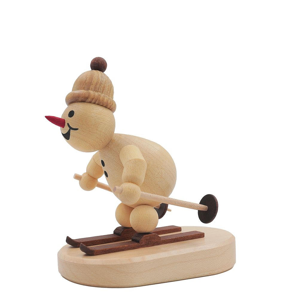 HOLZFIGUR Schneemann Junior Abfahrtsläufer auf Sockel 9 cm - Multicolor, Holz (5/1/0.1cm)