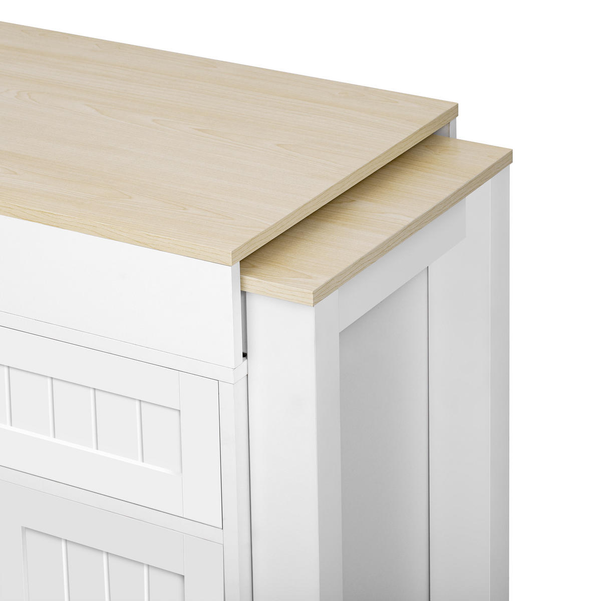 KÜCHENINSEL 112-180.5x45x92.2 cm Weiß mit Ausziehplatte & Rollen - Weiß, Holzwerkstoff (180.5/92.2/45cm) - Modfu