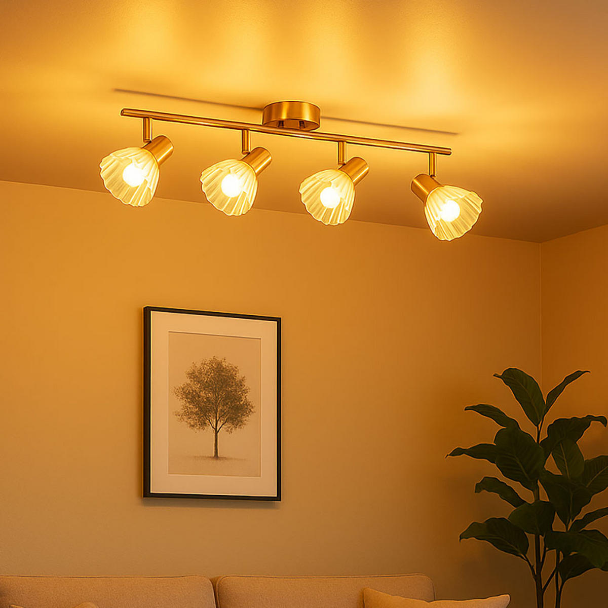 DECKENLEUCHTE Metall Glas Anthrazit - Anthrazit, Glas (70/13/19cm) - Globo Lighting