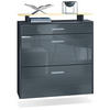 SCHUHSCHRANK Malea Fronten in Grau Hochglanz - Grau, Holzwerkstoff (89/96/23cm) - Vladon