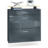 SCHUHSCHRANK Malea Fronten in Grau Hochglanz - Grau, Holzwerkstoff (89/96/23cm) - Vladon