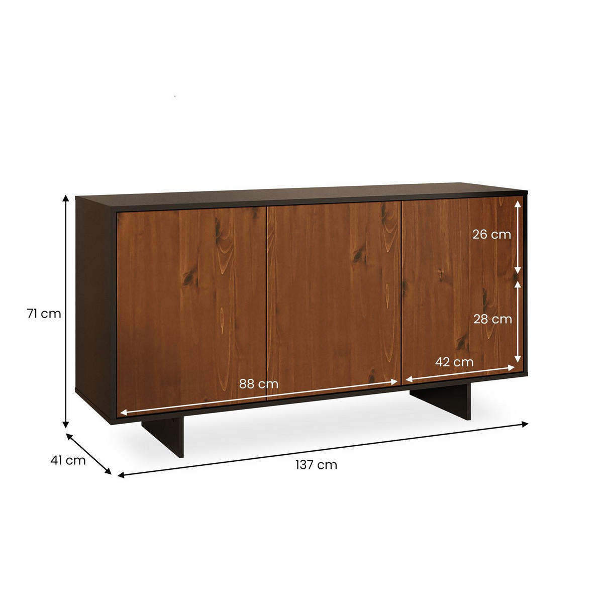 SIDEBOARD ARTO - Kastanienfarben, Holz (137/71/41cm) - IDIMEX