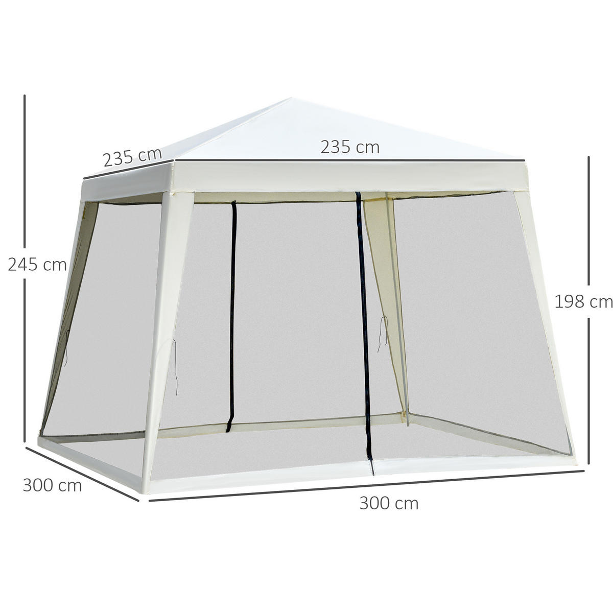 ZAHRADNÍ altán ze oceli 300x300x245 cm krémově bílý s moskytiérou a vodoodpudivou střechou - bílá, kov (300/245/300cm) - Modfu