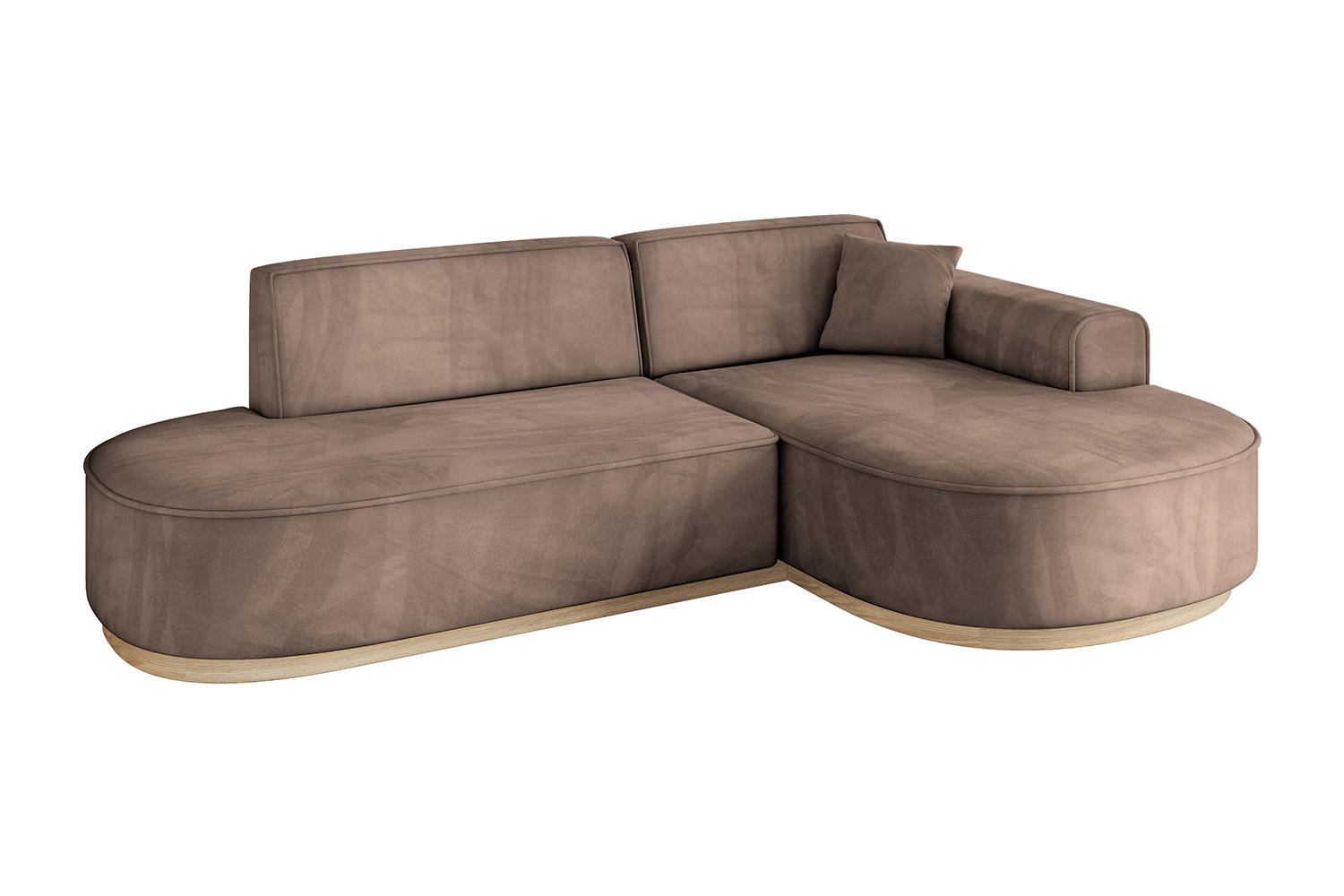 ECKSOFA Ottomane Rechts MARI-L1-v1 - 243x171x83 cm Braun Velours - Braun, Holzwerkstoff/Textil (171/243cm) - ALTDECOR