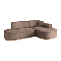 ECKSOFA Ottomane Rechts MARI-L1-v1 - 243x171x83 cm Braun Velours - Braun, Holzwerkstoff/Textil (171/243cm) - ALTDECOR