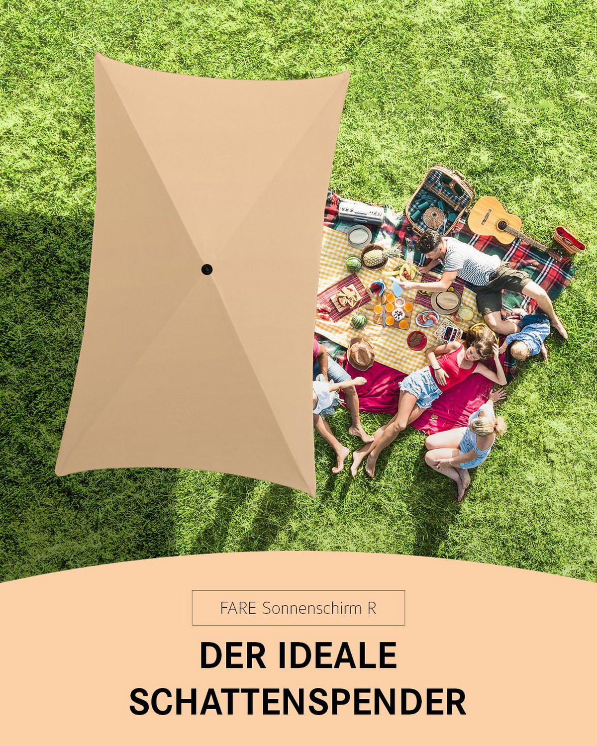 SONNENSCHIRM 122/200/126 cm - Beige, Kunststoff (200/122cm) - FARE