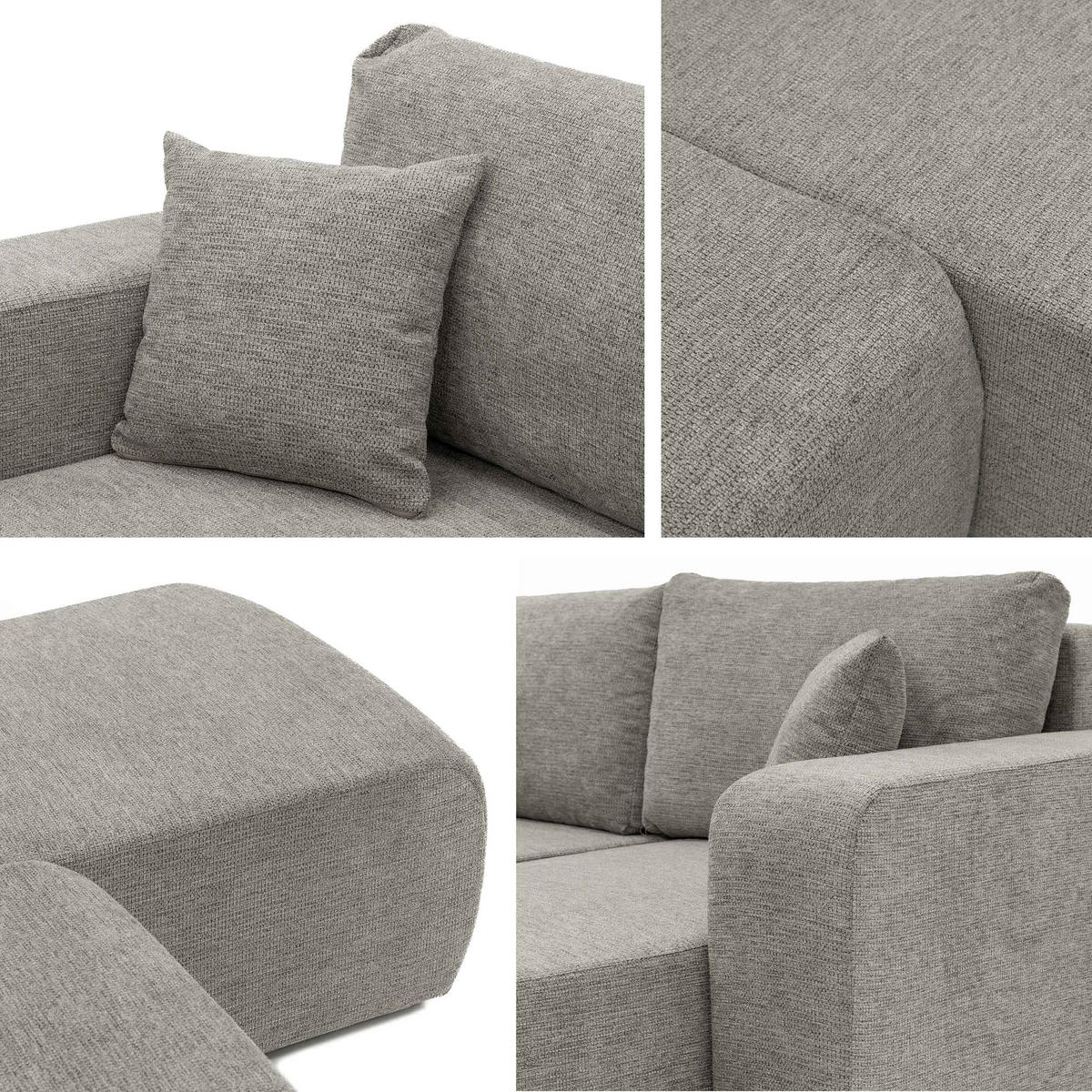 ECKSOFA Piano - Hellbraun/Schwarz, Holz/Kunststoff (244/145cm) - MIRJAN24