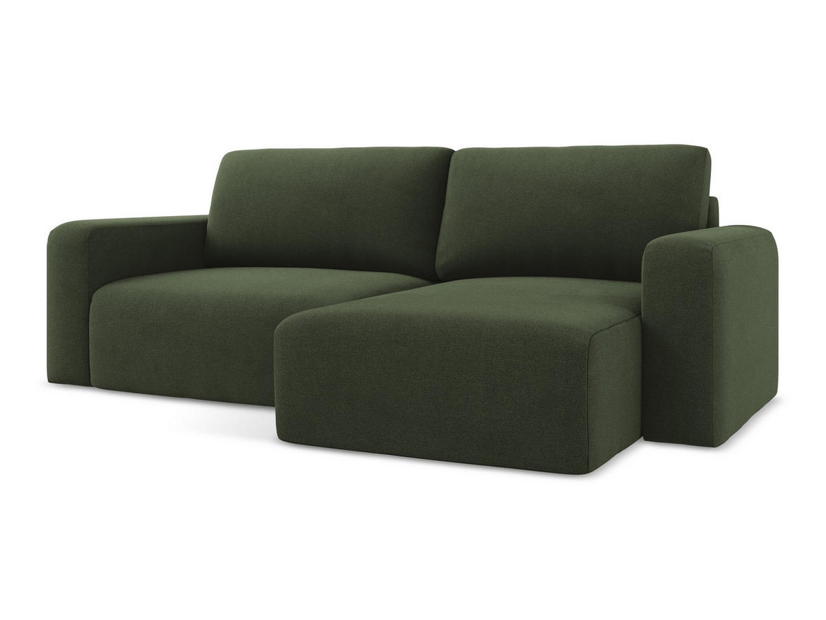ECKSOFA mit Schlaffunktion rechts Strukturstoff Stoff Grün - Blau/Schwarz, Kunststoff/Textil (244/149cm) - Makamii