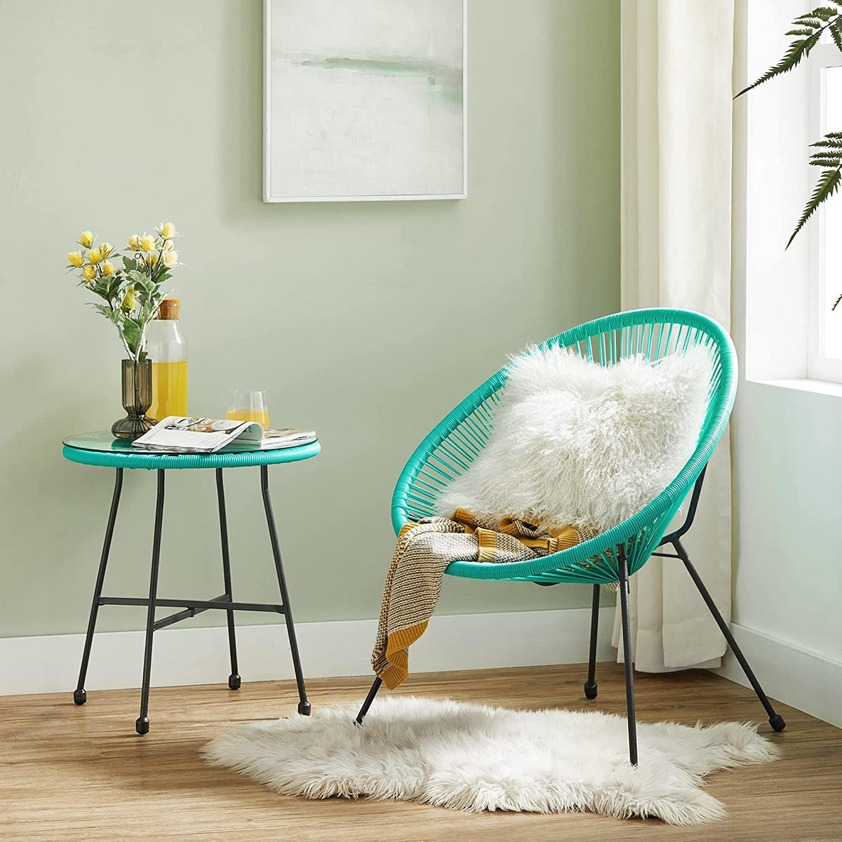 SITZGRUPPE 3-TEILIG GARTENMÖBEL-SET - Blau, Metall (65/64cm) - Hansiro