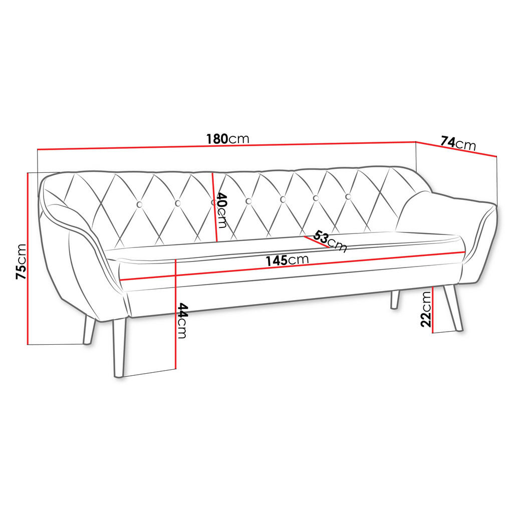 Thumbnail - Mirjan24 Sofa, Dunkelgrau, Textil, Kiefer, 3-Sitzer, Rechteckig, 180x75x74 cm, Wohnzimmer, Sofas & Couches, Sofas