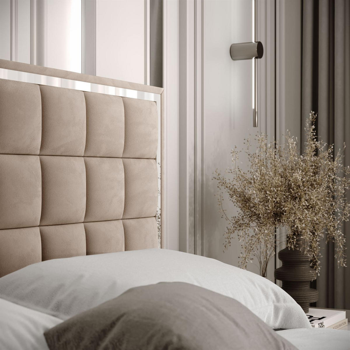 POLSTERBETT ISADORA SILVER mit Bettkasten 160x200 cm Royal Velvet 170 - Beige, Textil (160/200cm) - Lookway