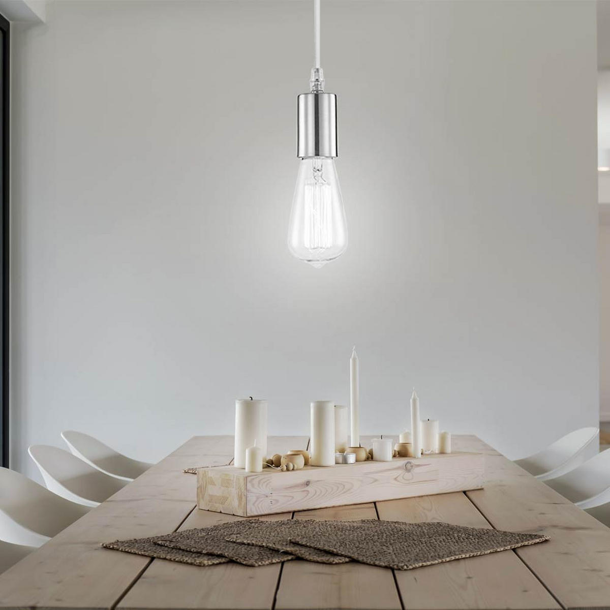 LED HÄNGELEUCHTE NOEL Nickel Matt Silber - Silberfarben, Metall (10/10/140cm) - Globo Lighting