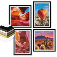 WANDBILDER 4er-Set - 50x50 cm & 40x60 cm Schwarzer Rahmen - Landschaften von Wüstenschluchten - Schwarz, Kunststoff (50/50cm) - ArtPrintCave