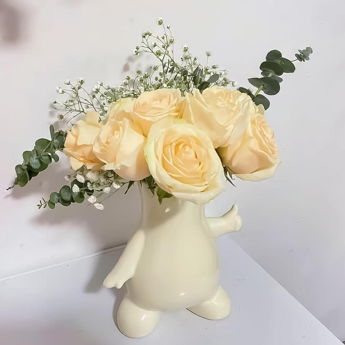 VASE 18 x 11,5 x 20 cm Keramik - Beige, Glas (20cm) - LIBRATON