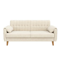 SOFA 2-Sitzer, Beige, Chenille, Stepplehne, Seitentaschen - Beige, Textil (79/85.5/161.5cm)