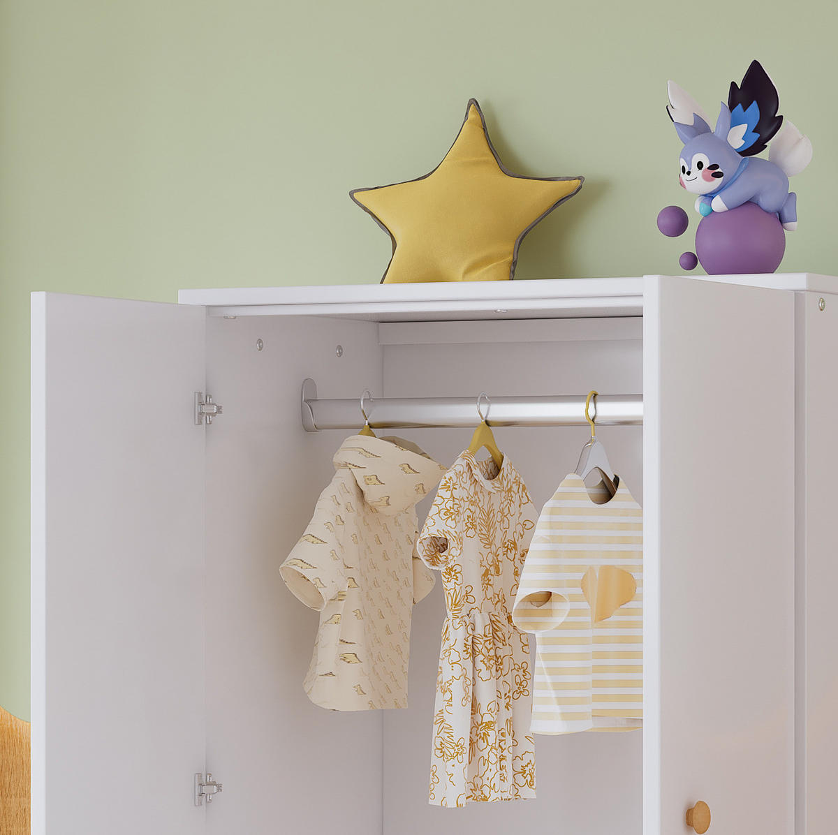 KLEIDERSCHRANK 80/120/50 cm Weiß aus Holz mit Kleiderstange - Weiß, Holz (50/120/80cm) - OKMYHOME