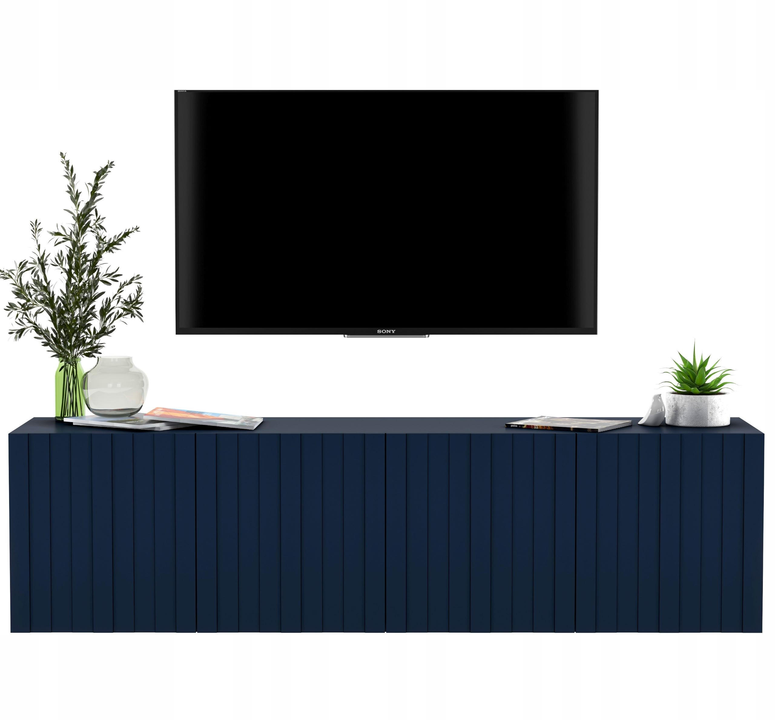 TV-SCHRANK Elpis Marineblau Matt Glamour 150 cm - Blau, Holzwerkstoff (150/37.5/36.5cm) - Meble Lindner