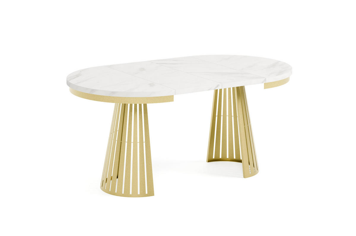 ESSTISCH Cone Bis - Weiß Hochglanz/Goldfarben, Holzwerkstoff/Metall (100/100/76cm) - Meblini