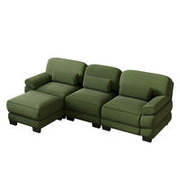 ECKSOFA L-Form 3-Sitzer mit Hocker, DE-42659, Grün - Grün, Holz (265/161cm) - ComfortXL