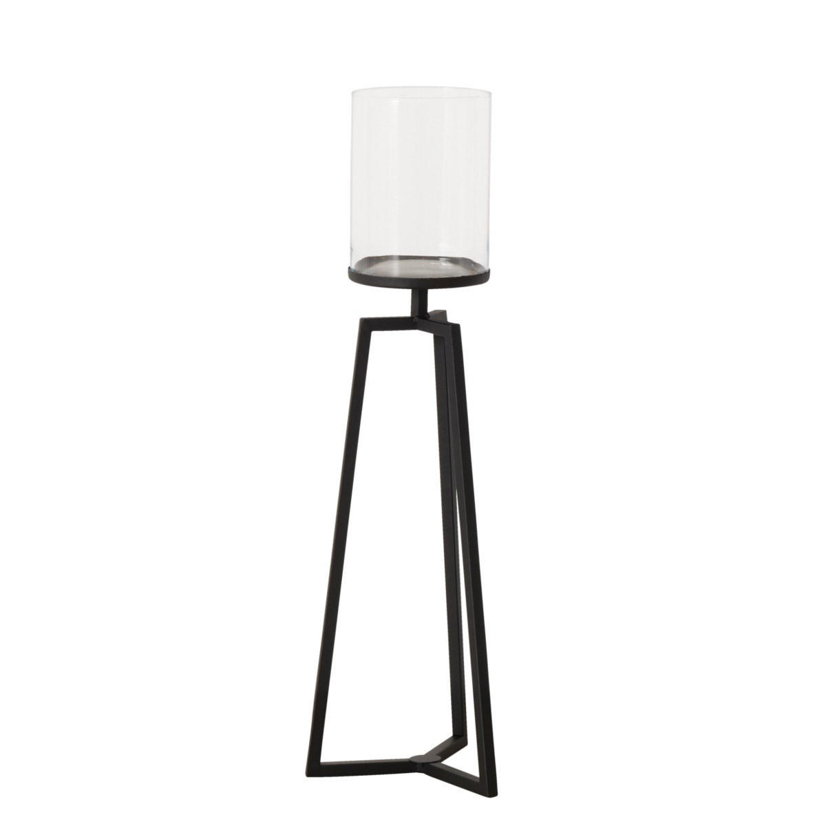 KERZENHALTER aus Glas auf Metallgestell Cosa - Schwarz, Metall (28/95/30cm) - Boltze Home