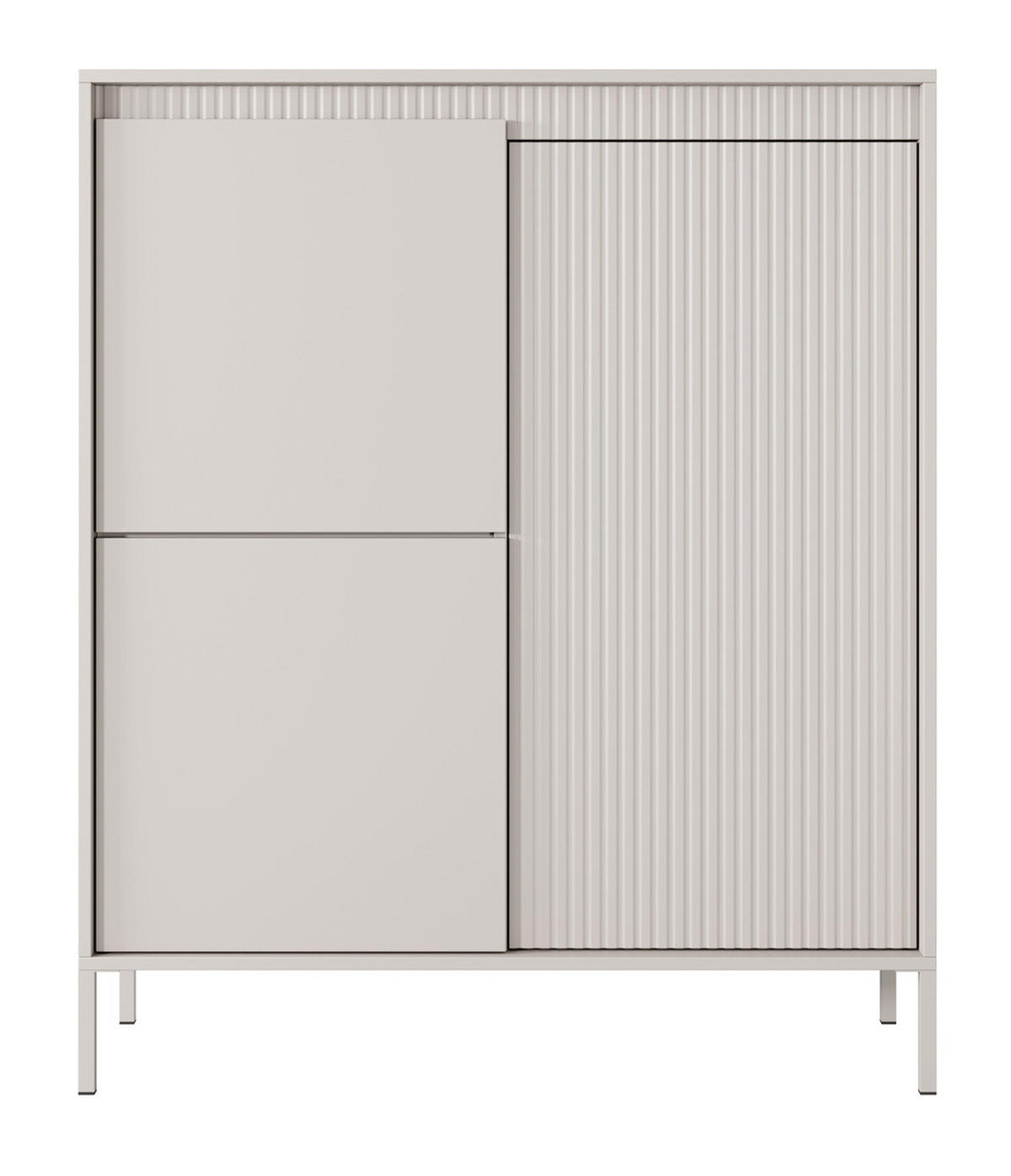 KOMMODE 104 cm Santori, Beine, 2 Türen, Beige - Beige, Holz/Metall (104/123/40cm) - Emporius
