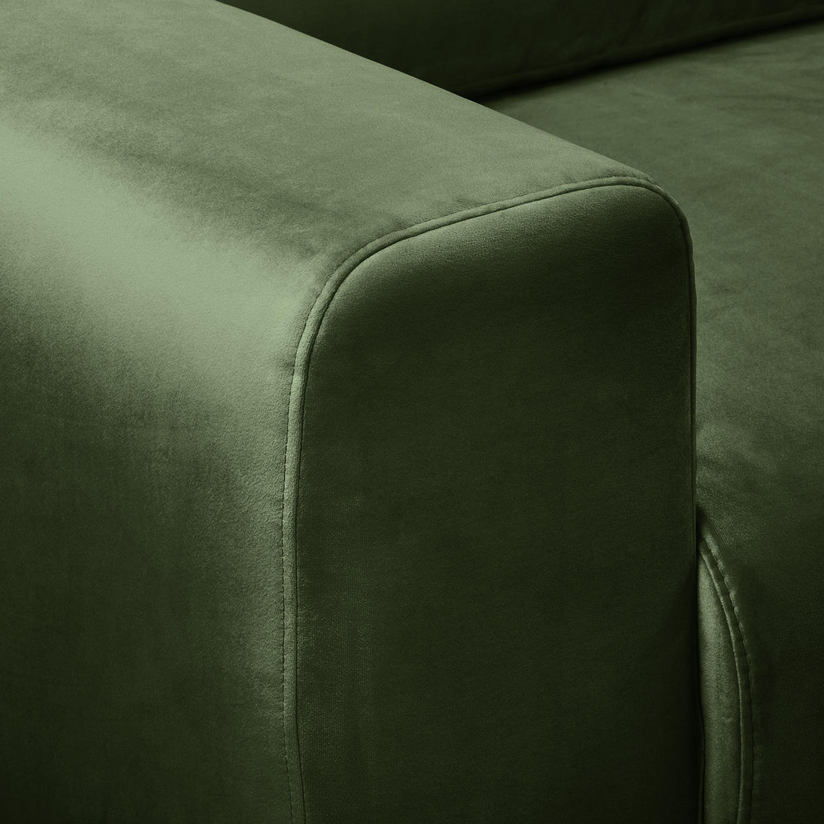 ECKSOFA - Samt - Dunkelgrün, Textil (286/152cm) - home24