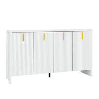 KOMMODE aus Spanplatte 140x38x80cm in Weiß mit 4 Türen - Weiß, Holzwerkstoff (140/80/38cm) - Modfu