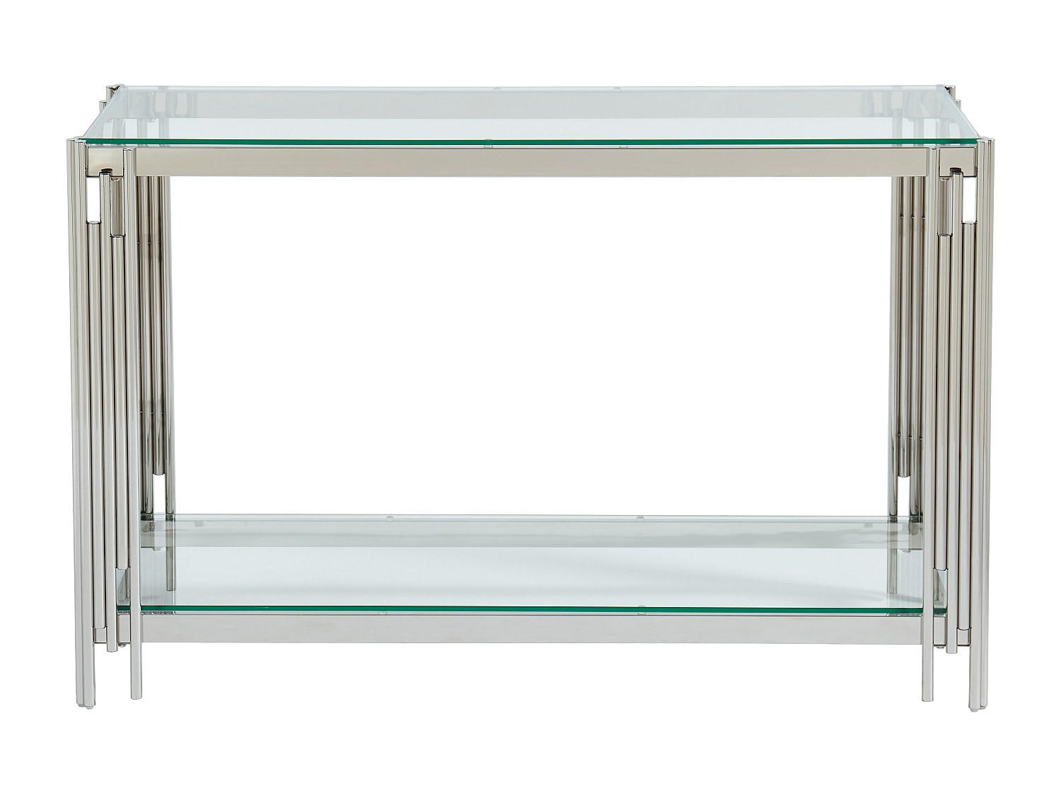 KONSOLENTISCH - 123.5 cm x 43.5 cm - Glas - Silberfarben - NOMELANO - Silberfarben, Glas (43.5/123.5/78cm) - Vente-Unique