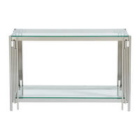 KONSOLENTISCH - 123.5 cm x 43.5 cm - Glas - Silberfarben - NOMELANO - Silberfarben, Glas (43.5/123.5/78cm) - Vente-Unique