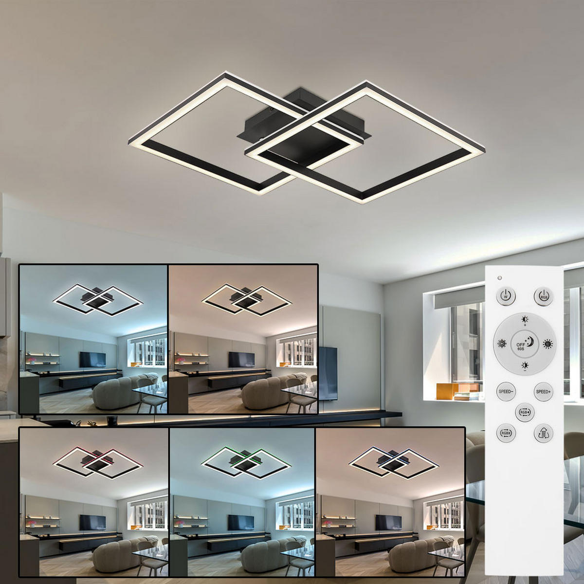 LED DECKENLEUCHTE JEPP Metall Schwarz - Schwarz, Metall (44/29.4/7.7cm)