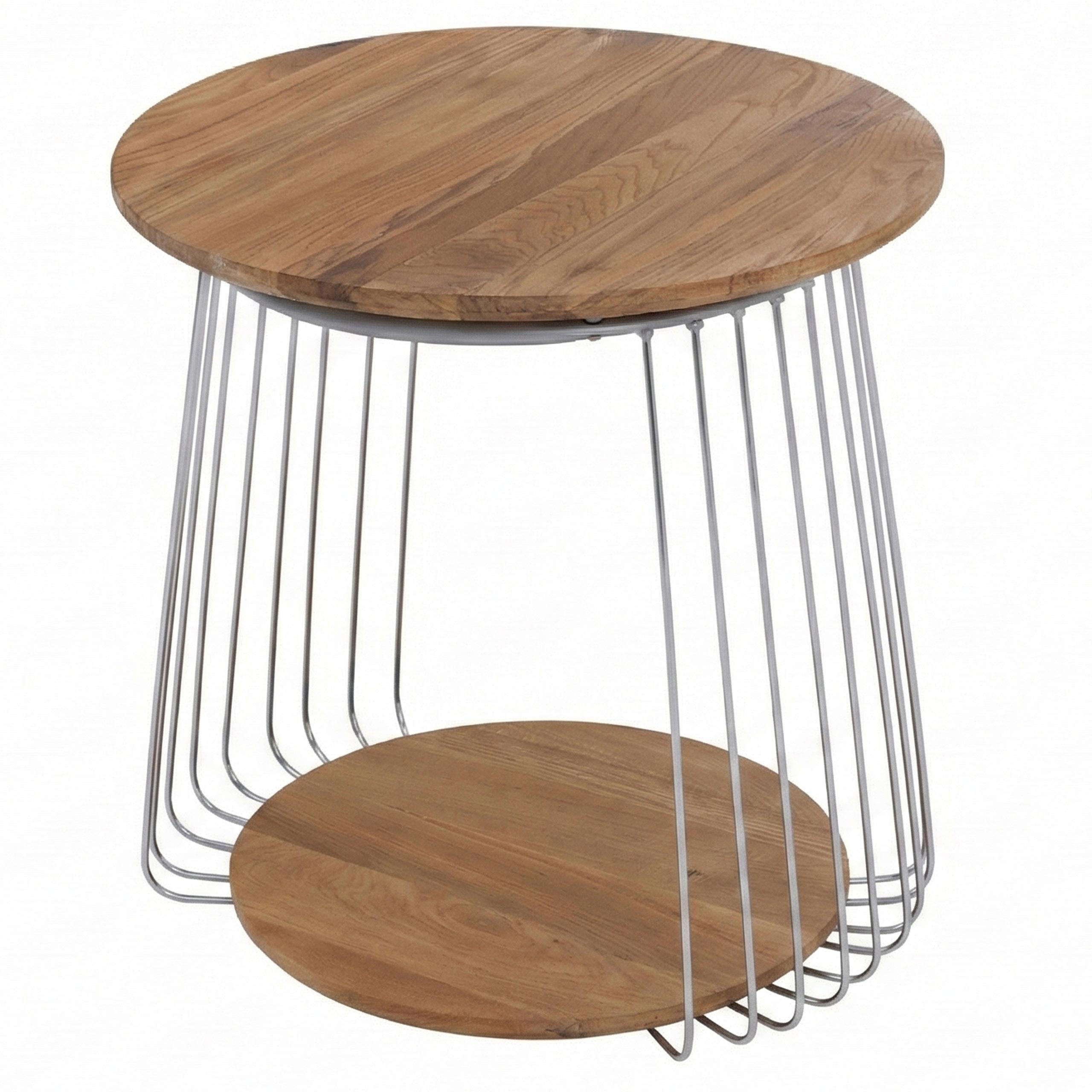 MIZA za kavč okrogla Rjava, srebrna - srebrne barve/rjava, les (50/50/52cm) - MCW